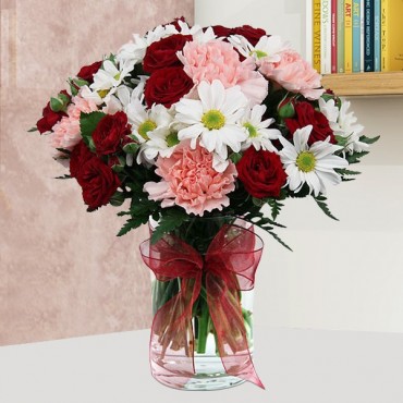 Mixed flowers bunches with carnations